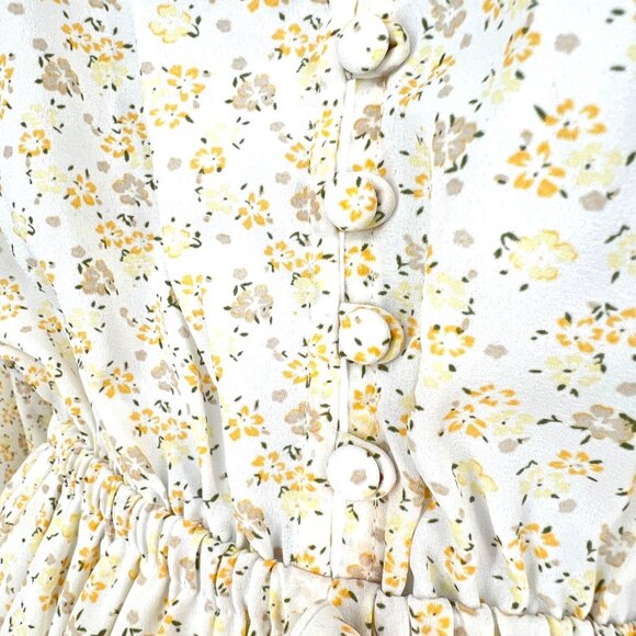 Line & Dot Mimi Floral Long Sleeve Romper Yellow White Size Small - Picture 9 of 13